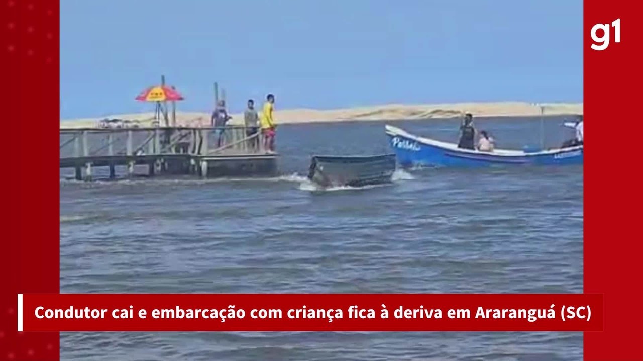 Condutor perde controle e barco com criança sozinha dentro fica à deriva e navega desgovernado em SC; VÍDEO